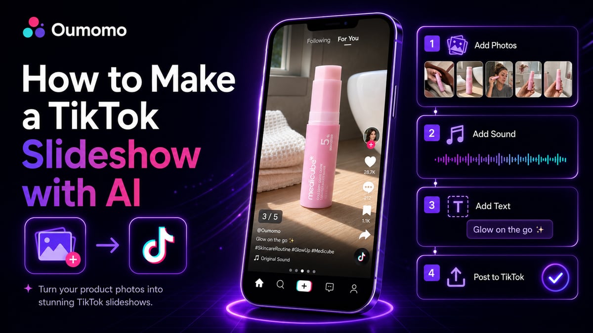 A TikTok Photo Mode post showing a product across several swipeable slides