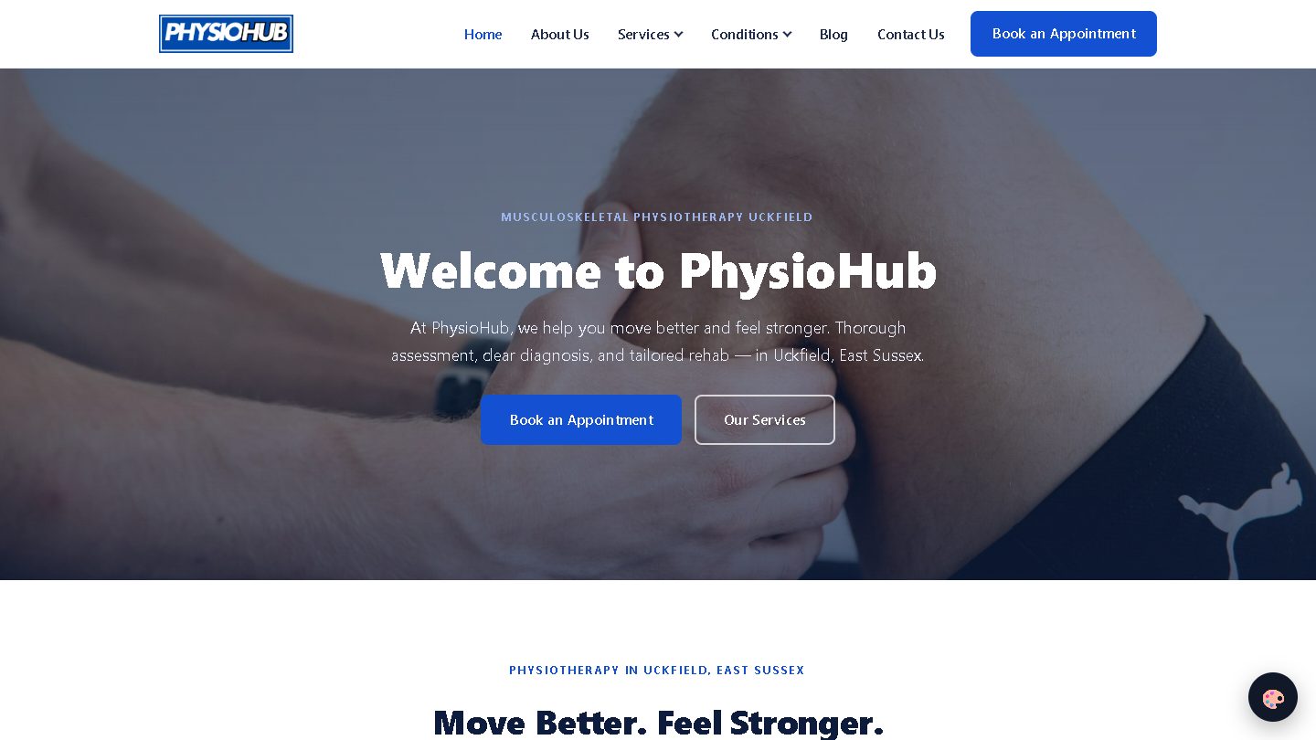 Homepage of physiohub.pro